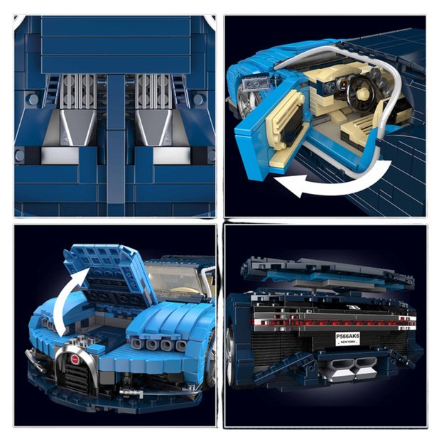 Construction Bricks Bugatth Sports Car Blue 1212 pcs.