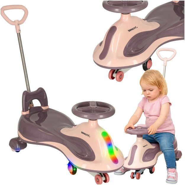 Jeździk grawitacyjny LED Swing FIX S2 skuter z rączką fioletowy max 100kg