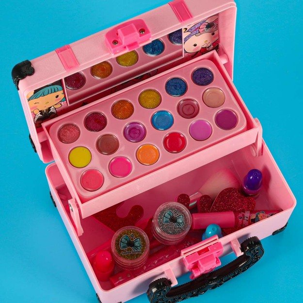 Kuferek zestaw kosmetyk&oacute;w do makijażu i paznokci makeup kosmetyki cienie lakiery walizka