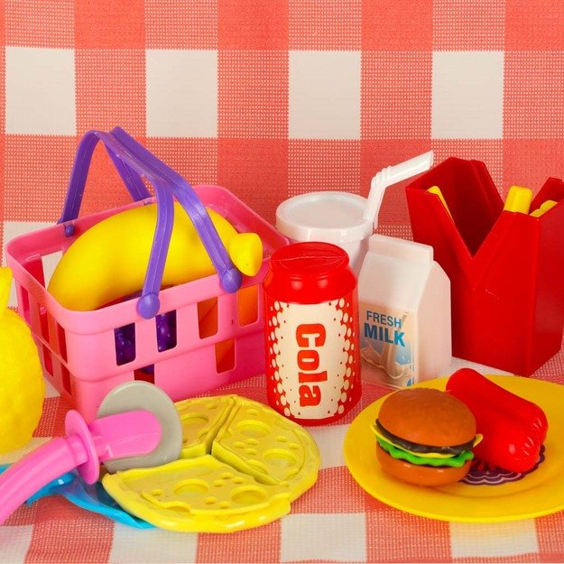 Kosz piknikowy koszyk fast food pizza burger jedzenie prowiant przekąski na piknik