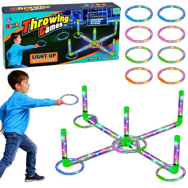 Ringo Throwing Skill Game for Kids LED Glowing Hoops Posts