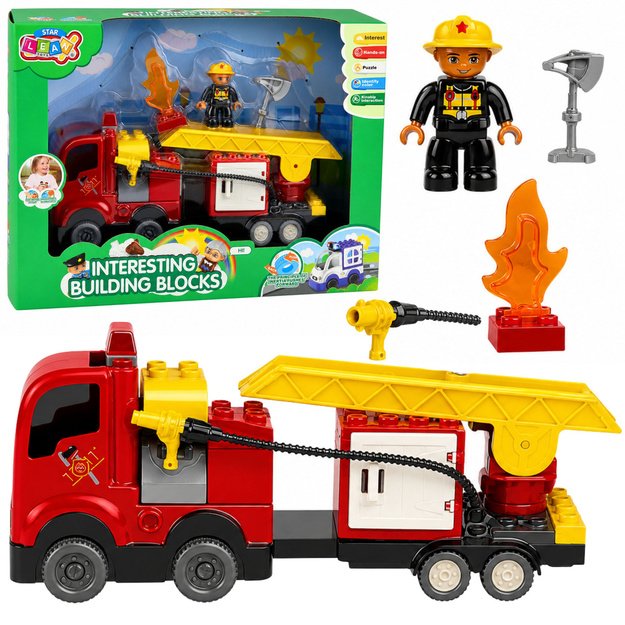 Fire Department Motorized Fire Truck Firefighter Figure Building Blocks Set