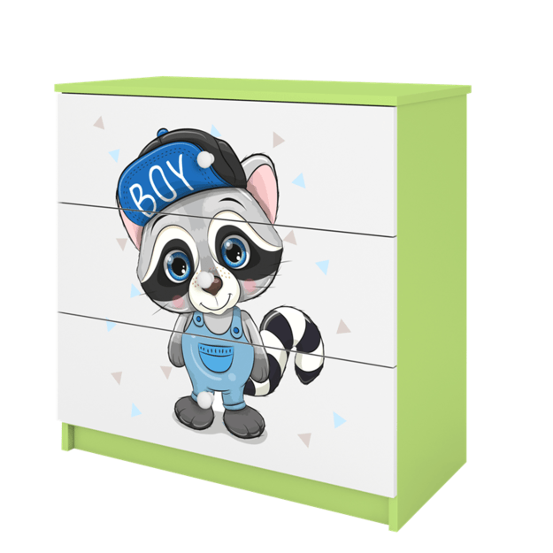 Chest of drawers babydreams green raccoon