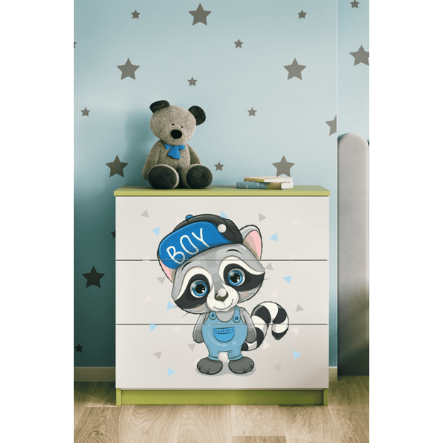 Chest of drawers babydreams green raccoon