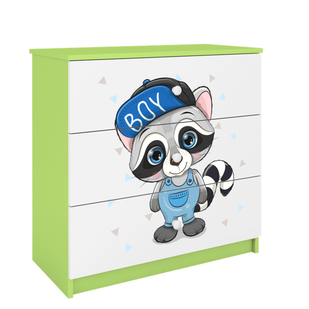 Chest of drawers babydreams green raccoon