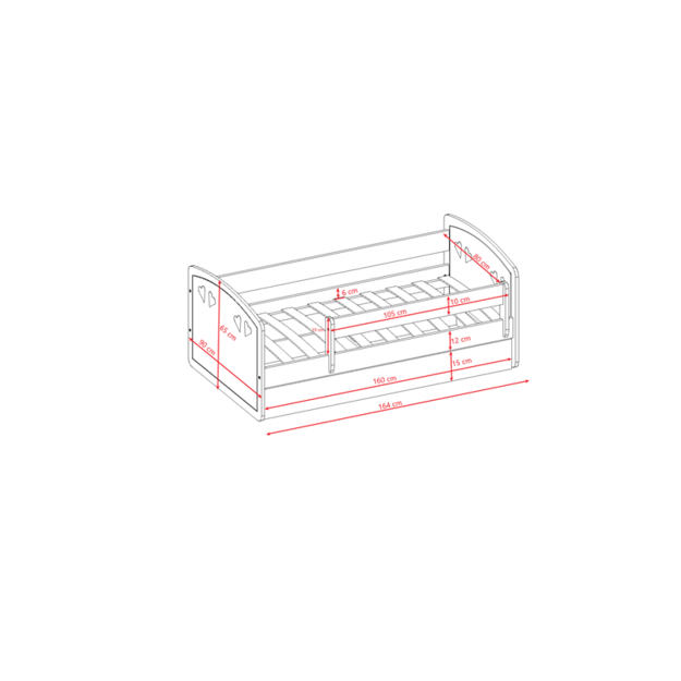 Lova Julia mix pilka su stalčiumi ir čiužiniu 160/80 6