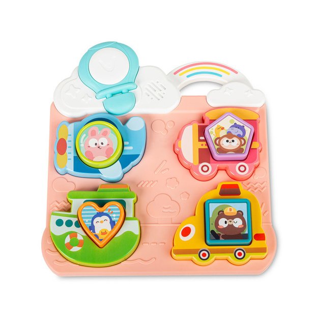 EDUCATIONAL TOY - VEHICLES AND SHAPES PUZZLE PINK