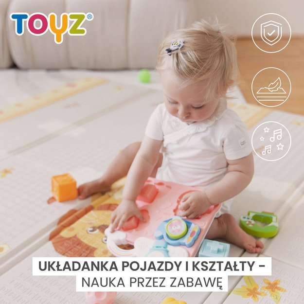EDUCATIONAL TOY - VEHICLES AND SHAPES PUZZLE PINK