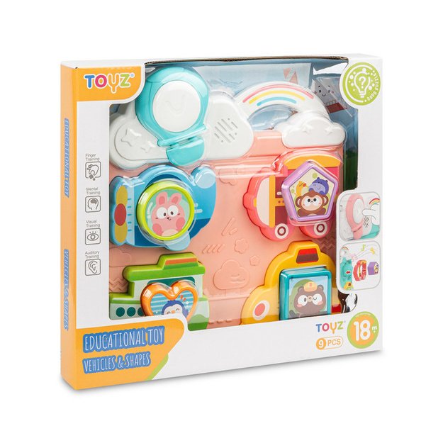 EDUCATIONAL TOY - VEHICLES AND SHAPES PUZZLE PINK