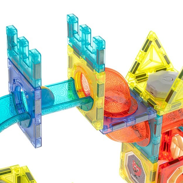 Magnetinis konstruktorius su šviečiančia kamuoliukų trasa, 75 elementai