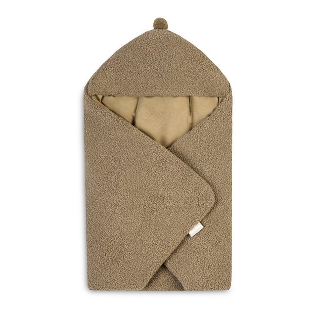 CAR SEAT SWADDLE BLANKET BOUCLE 75X75 DARK BEIGE