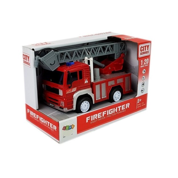 Fire engine with pull, ladder, Red 1:20 with sound