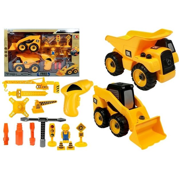 Construction Site Set Excavator Truck Crane