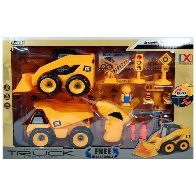 Construction Site Set Excavator Truck Crane 11