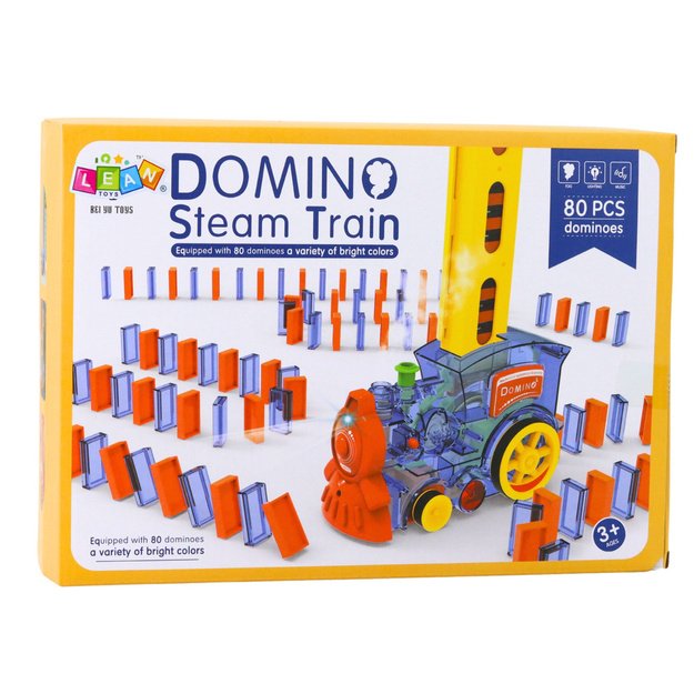 Electric Locomotive Battery Operated Domino Blocks Water Steam 80pcs 3