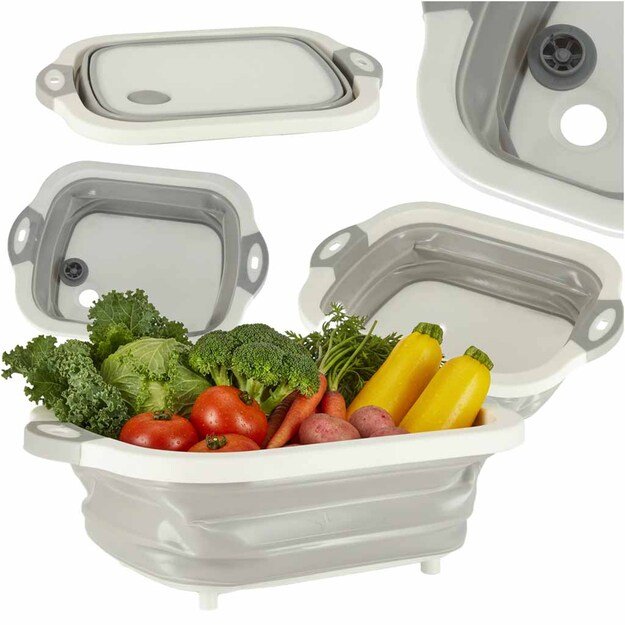 Silikoninis sulankstomas dubuo su nutekamuoju vandeniu pjaustymo lenta kelioninis kriauklės nusausintuvas 10