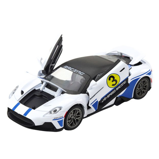 Metal Sports Car Lights Sounds Drive White 1:22 3