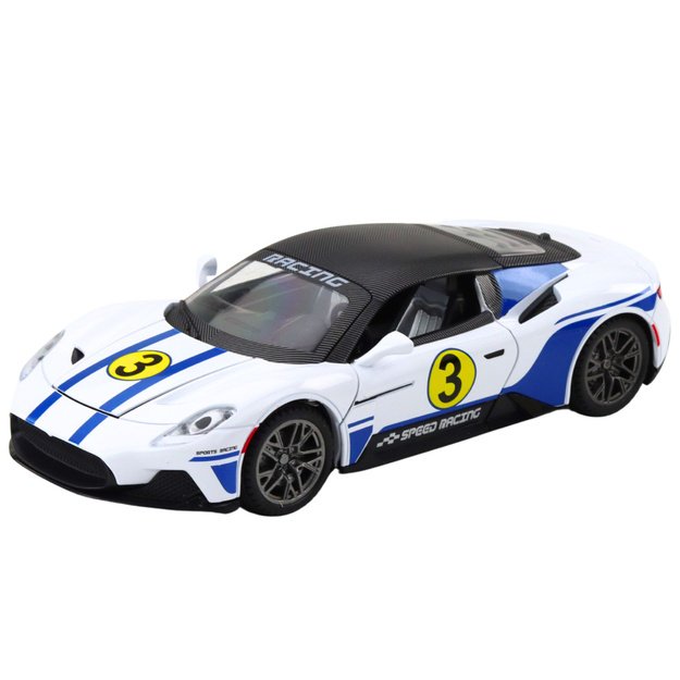 Metal Sports Car Lights Sounds Drive White 1:22 1