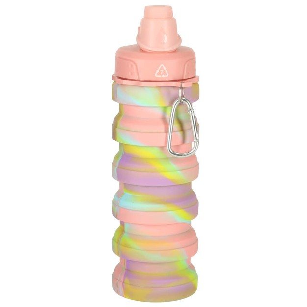 Vandens buteliukas bidonas silikoninis sulankstomas su rankena sportinis 500ml vaivorykštinis 4