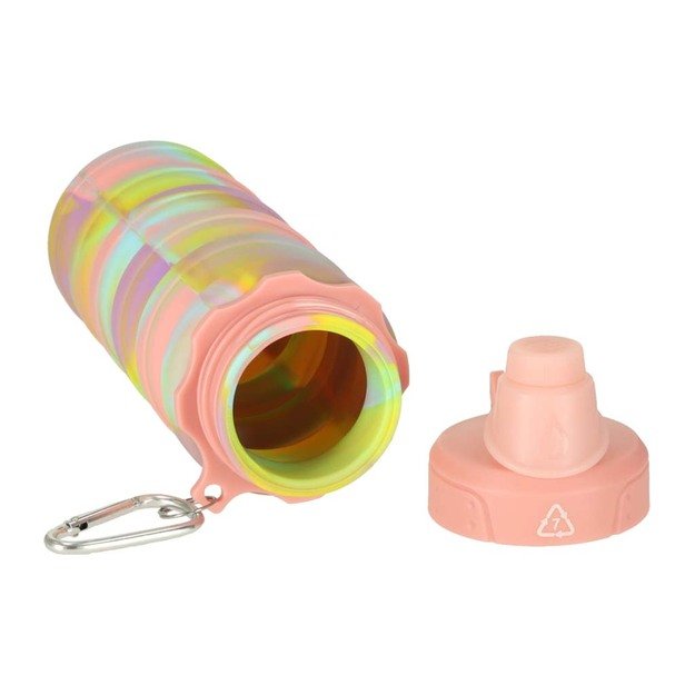 Vandens buteliukas bidonas silikoninis sulankstomas su rankena sportinis 500ml vaivorykštinis 8