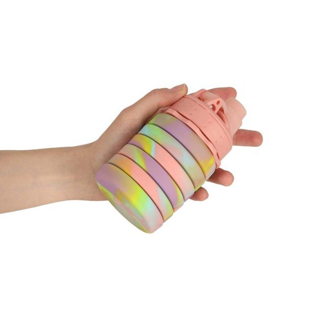 Vandens buteliukas bidonas silikoninis sulankstomas su rankena sportinis 500ml vaivorykštinis 10