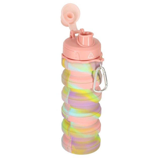 Vandens buteliukas bidonas silikoninis sulankstomas su rankena sportinis 500ml vaivorykštinis 6