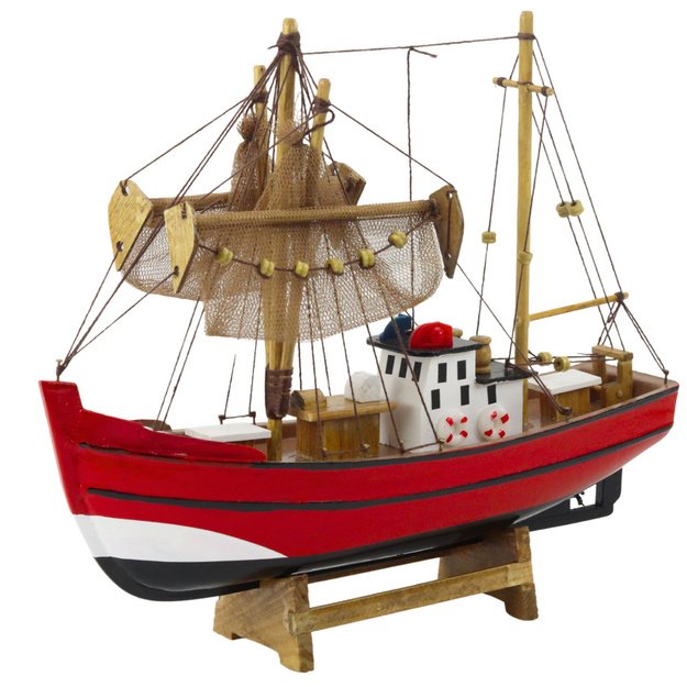 Collectible Decorative Model Fishing Boat Red 30x26cm 1