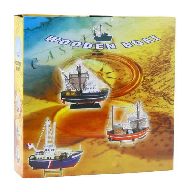 Collectible Decorative Model Fishing Boat Red 30x26cm 3