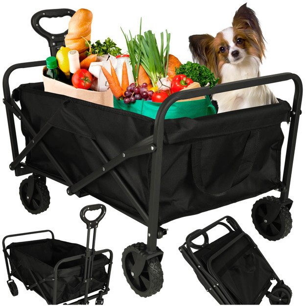 Paplūdimio pirkinių vežimėlis, sulankstomas turistinis vežimėlis, pasukamas 360 teleskopinė rankena 1