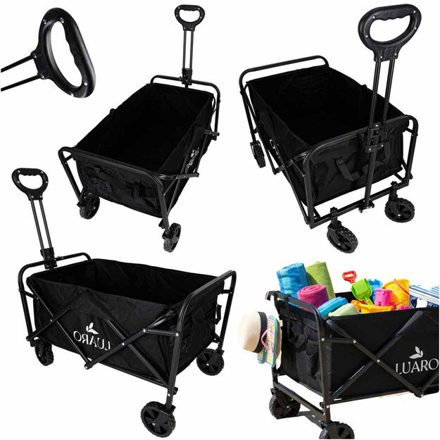 Paplūdimio pirkinių vežimėlis, sulankstomas turistinis vežimėlis, pasukamas 360 teleskopinė rankena 21