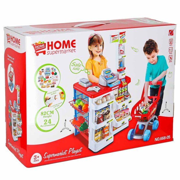 Prekybos centrų parduotuvių kasos aparatas + vežimėlis 2 modelis 13