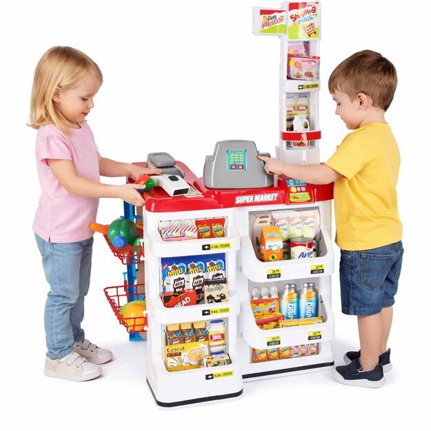 Prekybos centrų parduotuvių kasos aparatas + vežimėlis 2 modelis 20