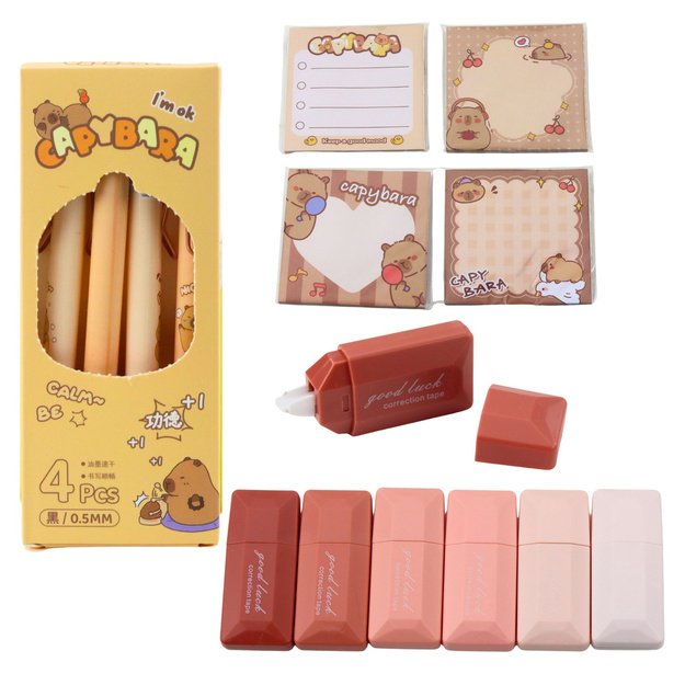 Two-compartment school pencil case with pockets and accessories Capybara 21x12 cm 2