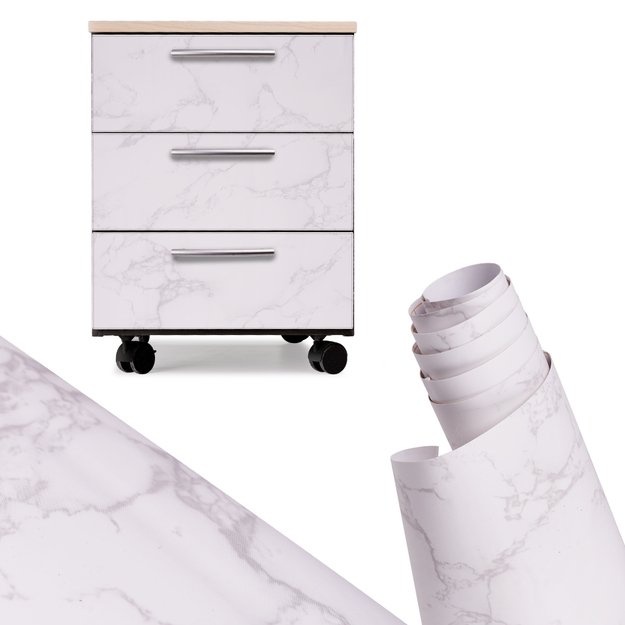 Folijos rulonas lipnių tapetų faneros baltas marmuras - magnolija 1,22x50m 3