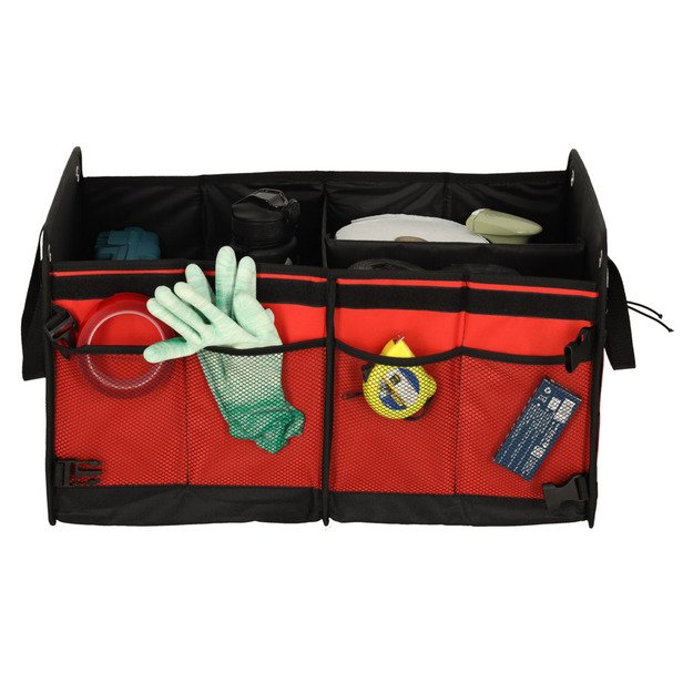 Automobilio bagažinės organizatoriaus krepšys juodai raudonas 58x37x32 9