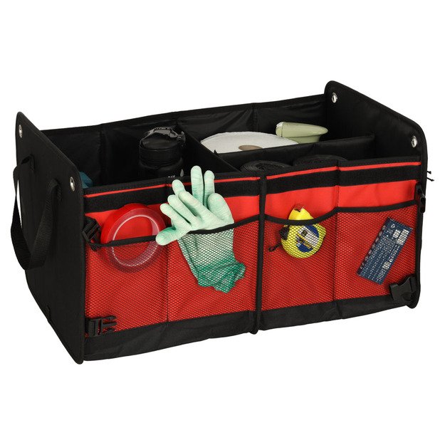 Automobilio bagažinės organizatoriaus krepšys juodai raudonas 58x37x32 8