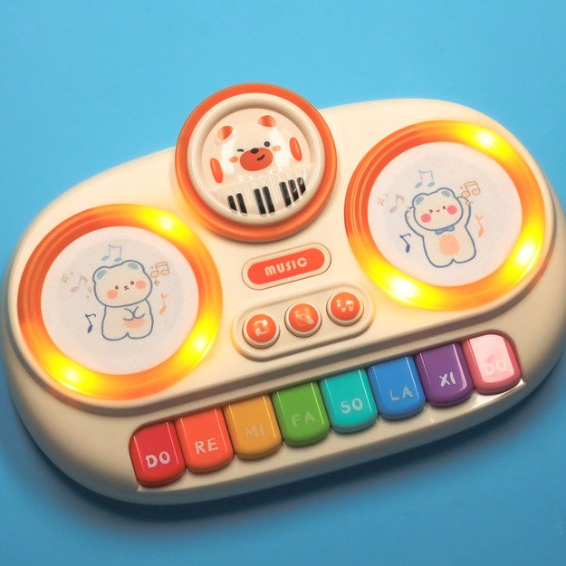 Vaikiški interaktyvūs vargonai pianinas edukacinis smėlio spalvos 10