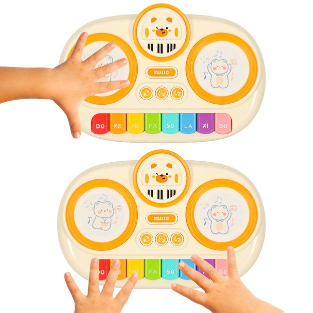 Vaikiški interaktyvūs vargonai pianinas edukacinis smėlio spalvos 11