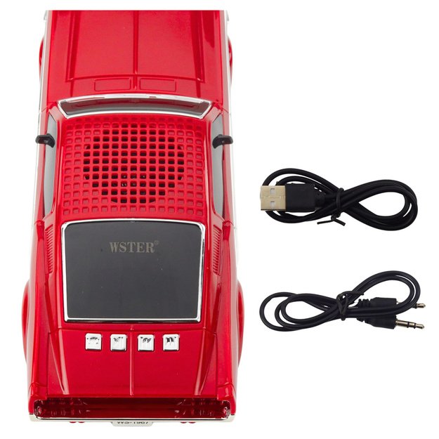 Wireless Bluetooth Speaker Classic Car LED Lights Red 3
