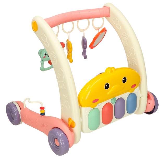 Stumdukas ir edukacinis kilimėlis 2-in-1 (pink - white) 2