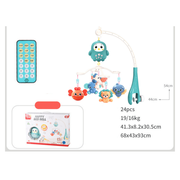 Crib Carousel with Remote Control Lullabies Sounds Blue