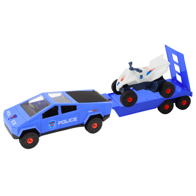 Modern Car Set with Quad Bike and Tow Truck for Dismantling DIY Blue 1