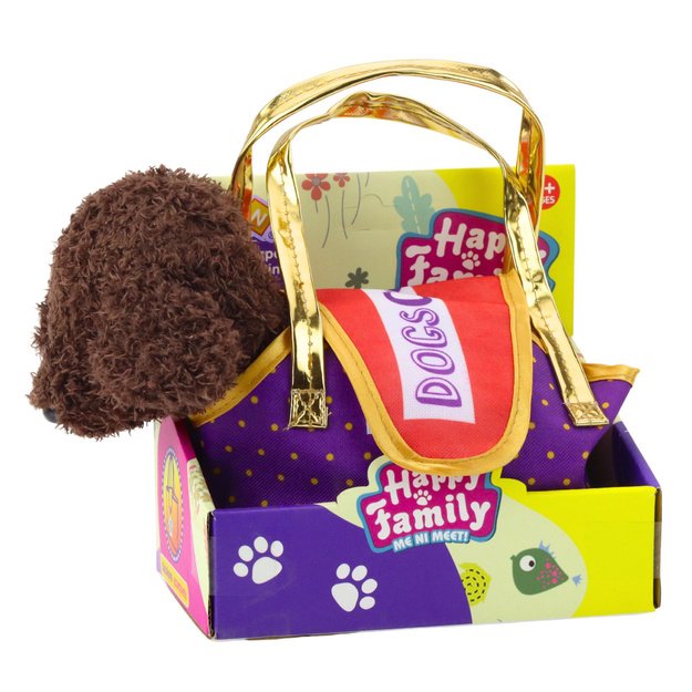 Poodle Dog in Velcro Bag, Cuddly Toy, Dark Brown 3