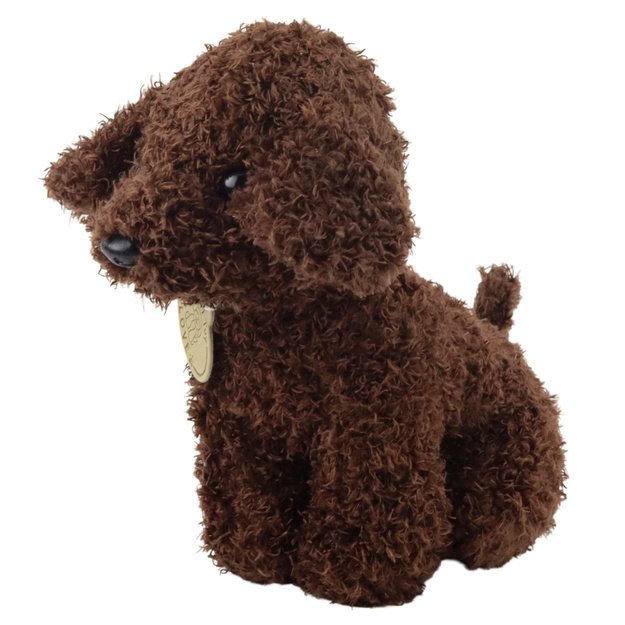 Poodle Dog in Velcro Bag, Cuddly Toy, Dark Brown 1