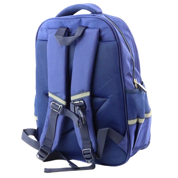 School Backpack With Patch Chest Strap Navy Blue 20L 2