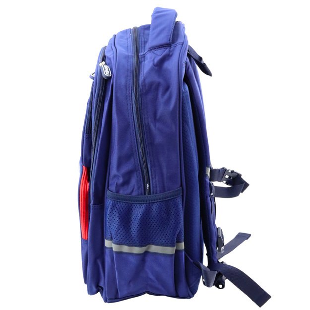 School Backpack With Patch Chest Strap Navy Blue 20L 1