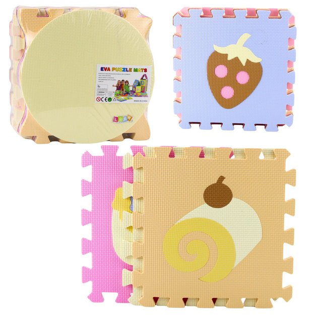 Soft Puzzle Educational Mat EVA Foam Fruits Sweets Pastel 16 pcs.