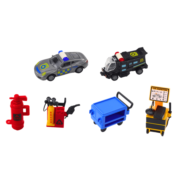 Set of Expandable Garage Track in a Suitcase Police Lights and Sounds 2