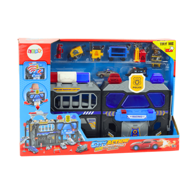 Set of Expandable Garage Track in a Suitcase Police Lights and Sounds 3