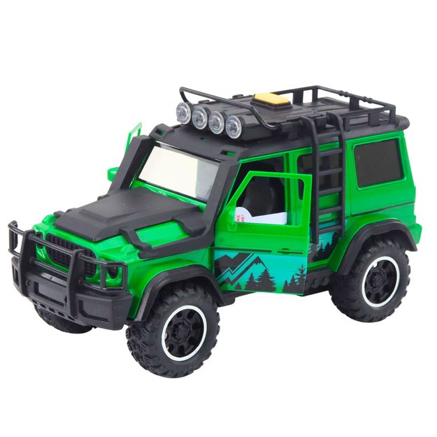 Off-road Vehicle Set with Tow Truck and Motorcycle Lights and Sounds Green 2